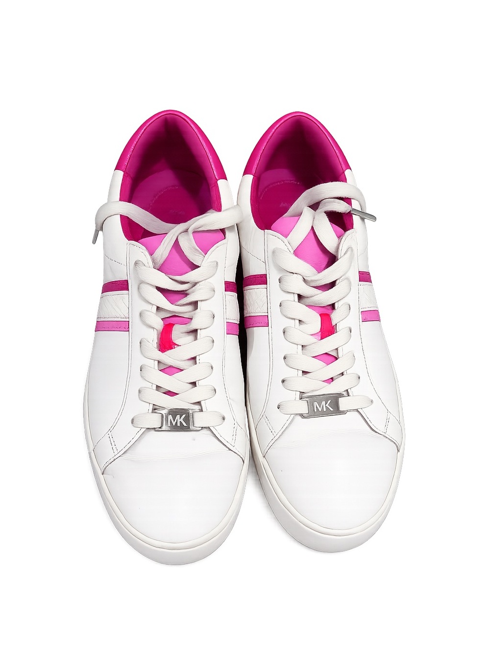 Michael Kors Women’s Size 10 White Pink Irving Stripe Leather Sneakers